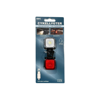 Cykellygter LED genopladelig 2 stk